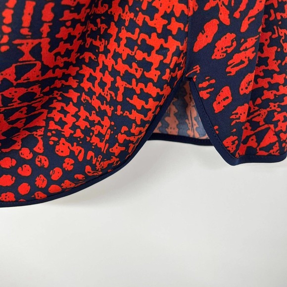 SUSAN GRAVER Tops Womens XL Red Navy Blue Geometric Print Ruched Vented Stretch - Picture 8 of 9